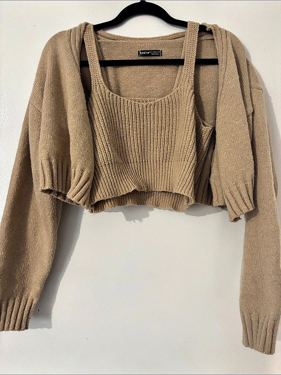 Sweaters - Knit Cardigan & Tank Set in Brown Like New
